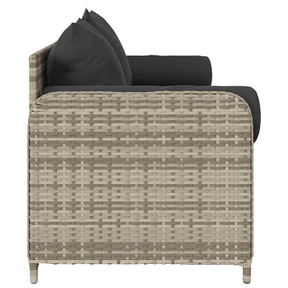 Divano da Giardino con Cuscini 3 Posti Grigio Chiaro Polyrattan | homemem39