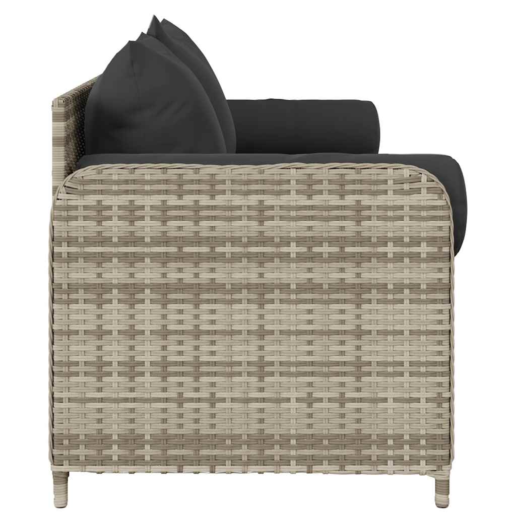 Divano da Giardino con Cuscini 3 Posti Grigio Chiaro Polyrattan