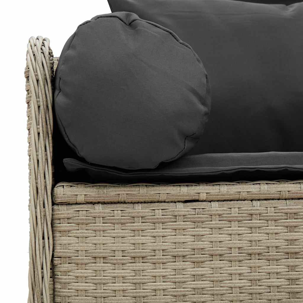 Divano da Giardino con Cuscini 3 Posti Grigio Chiaro Polyrattan | homemem39