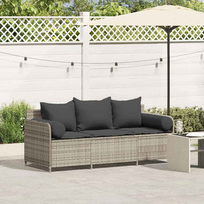 Divano da Giardino con Cuscini 3 Posti Grigio Chiaro Polyrattan | homemem39