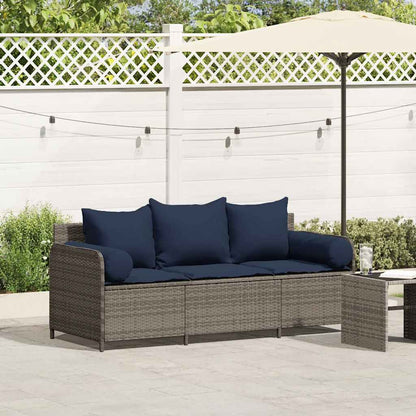 Divano da Giardino con Cuscini 3 Posti Grigio in Polyrattan | homemem39