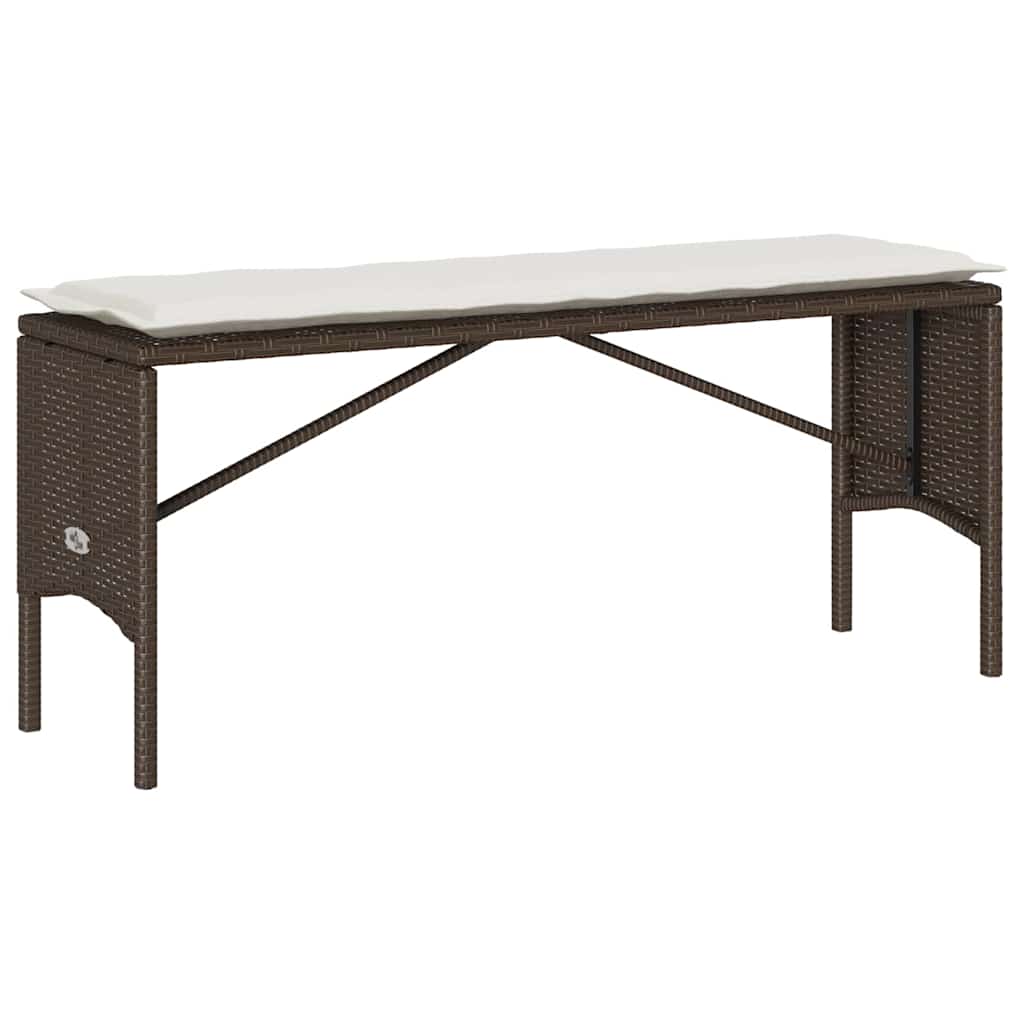 Set da Pranzo da Giardino 3pz con Cuscini in Polyrattan Marrone | homemem39