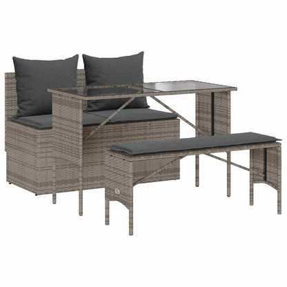 Set da Pranzo da Giardino 3 pz con Cuscini in Polyrattan Grigio | homemem39