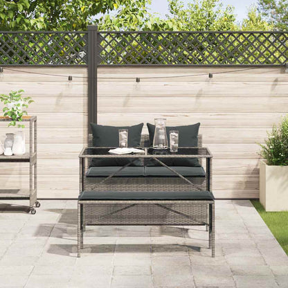 Set da Pranzo da Giardino 3 pz con Cuscini in Polyrattan Grigio | homemem39
