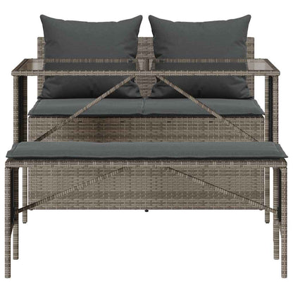 Set da Pranzo da Giardino 3 pz con Cuscini in Polyrattan Grigio | homemem39