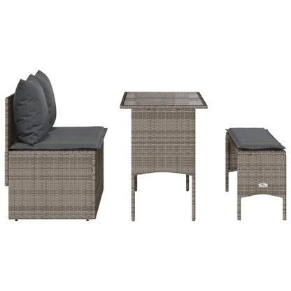 Set da Pranzo da Giardino 3 pz con Cuscini in Polyrattan Grigio | homemem39