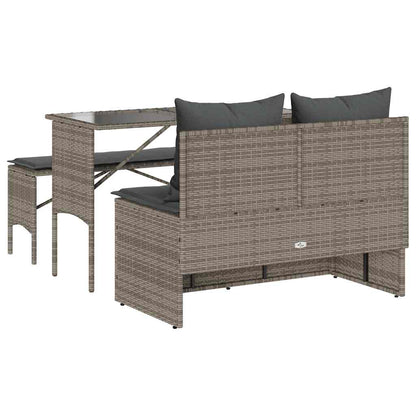 Set da Pranzo da Giardino 3 pz con Cuscini in Polyrattan Grigio | homemem39