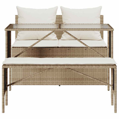Set da Pranzo da Giardino 3 pz con Cuscini Beige in Polyrattan | homemem39
