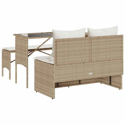 Set da Pranzo da Giardino 3 pz con Cuscini Beige in Polyrattan | homemem39