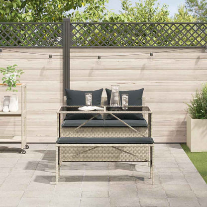 Set Pranzo da Giardino 3pz con Cuscini Grigio Chiaro Polyrattan | homemem39