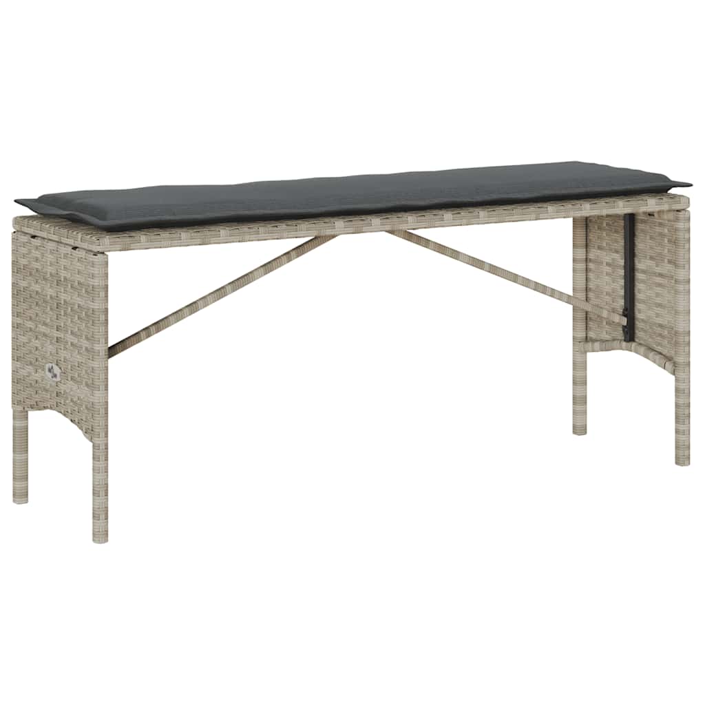 Set Pranzo da Giardino 3pz con Cuscini Grigio Chiaro Polyrattan | homemem39