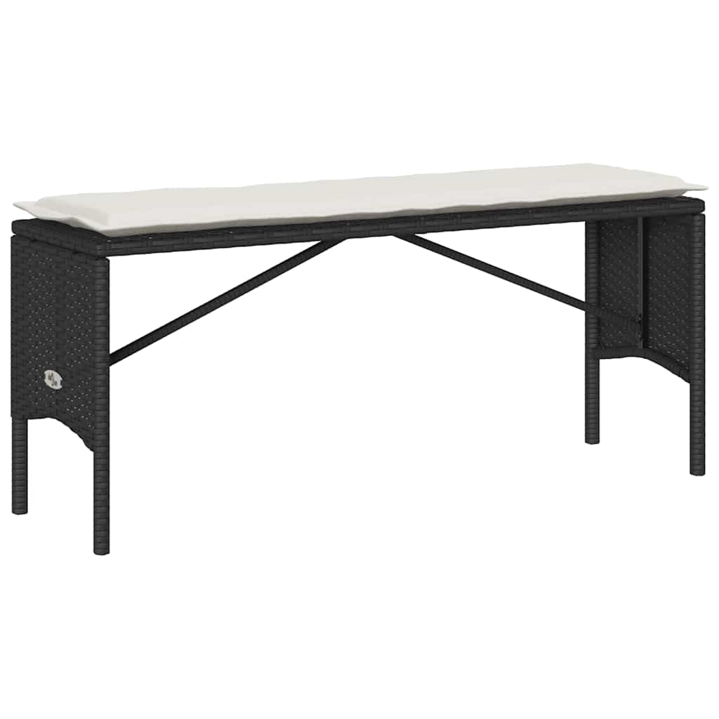 Set da Pranzo da Giardino 3 pz con Cuscini Nero in Polyrattan - homemem39