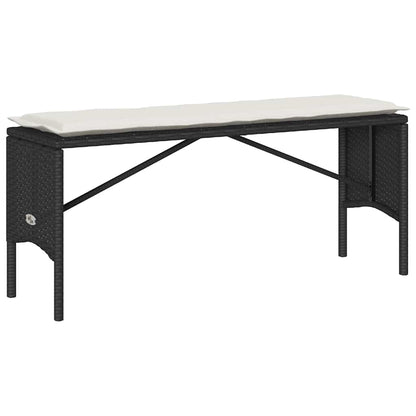 Set da Pranzo da Giardino 3 pz con Cuscini Nero in Polyrattan - homemem39