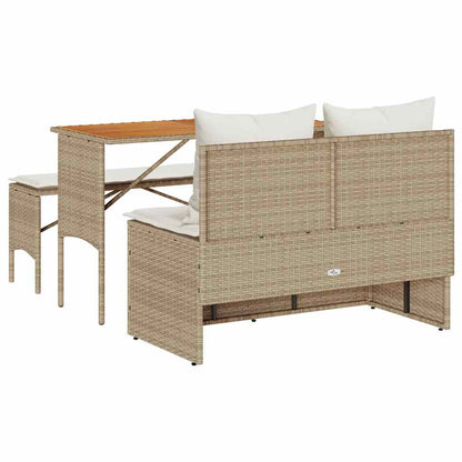 Set da Pranzo da Giardino 3 pz con Cuscini Beige in Polyrattan - homemem39