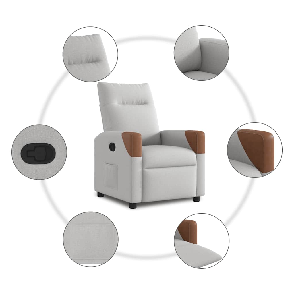 Poltrona Reclinabile in Tessuto Grigio Nuvola | homemem39