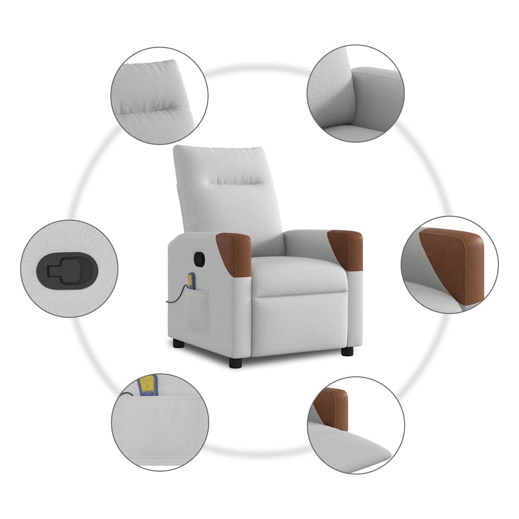 Poltrona Massaggiante Reclinabile Grigio Nuvola in Tessuto - homemem39