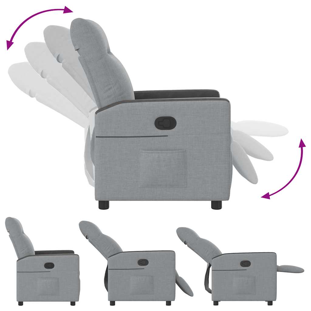 Poltrona Reclinabile in Tessuto Grigio Chiaro
