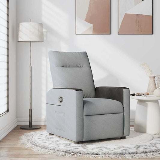 Poltrona Reclinabile in Tessuto Grigio Chiaro
