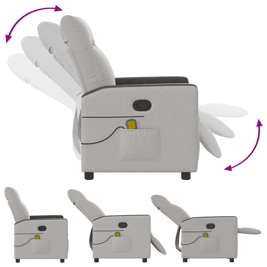 Poltrona Massaggiante Reclinabile Grigio Nuvola in Tessuto - homemem39