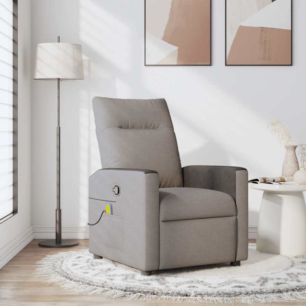 Poltrona Massaggiante Reclinabile Tortora in Tessuto - homemem39