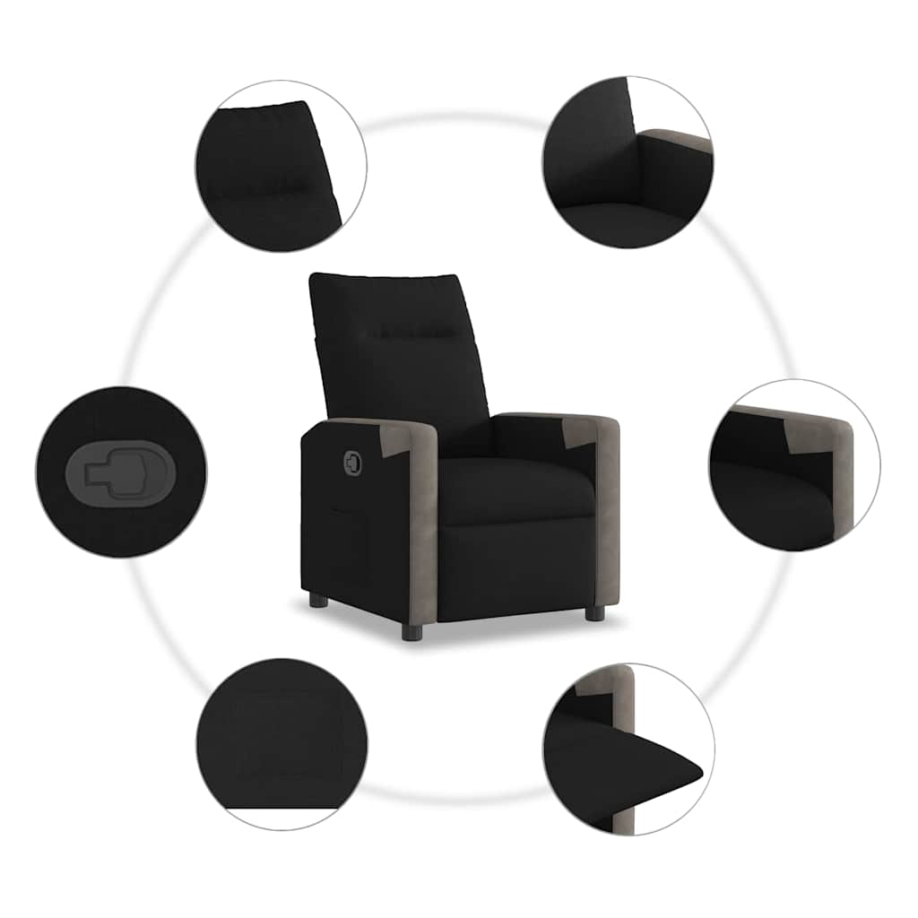 Poltrona Reclinabile in Tessuto Nero - homemem39