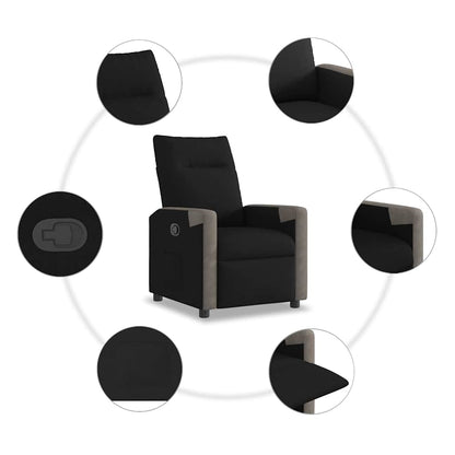 Poltrona Reclinabile in Tessuto Nero - homemem39