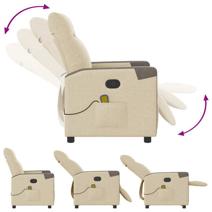 Poltrona Massaggiante Reclinabile Crema in Tessuto - homemem39