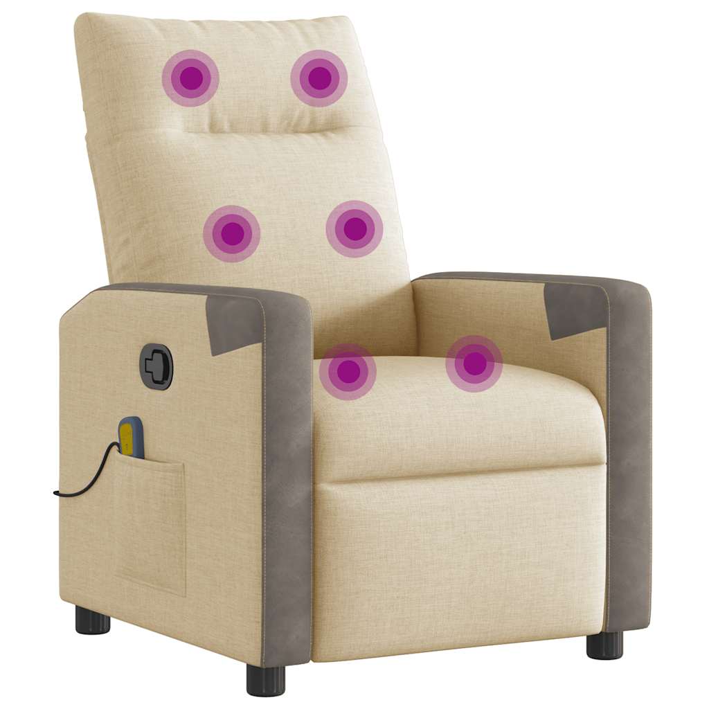 Poltrona Massaggiante Reclinabile Crema in Tessuto - homemem39