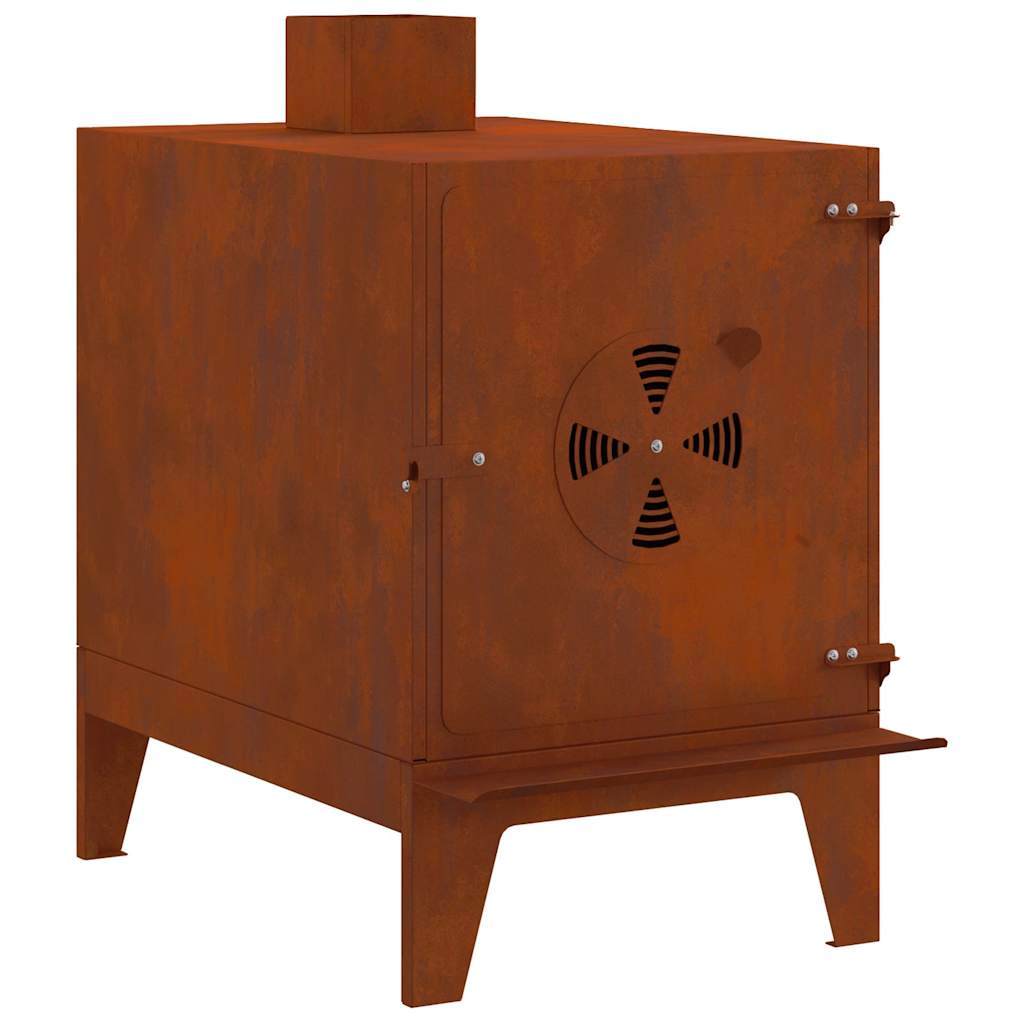 Stufa da Campeggio 35x50x60 cm in Acciaio Corten