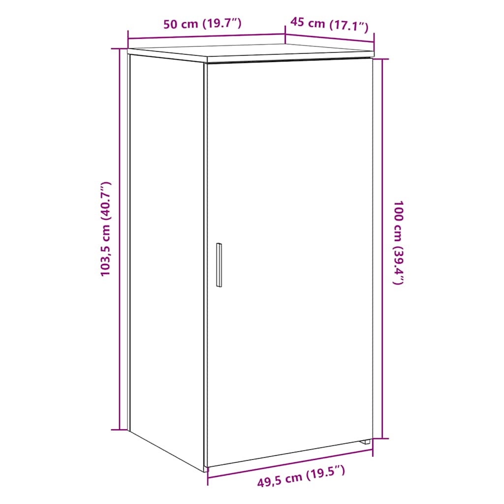 Mobile Portaoggetti Bianco 50x45x103,5 cm in Legno Multistrato | homemem39