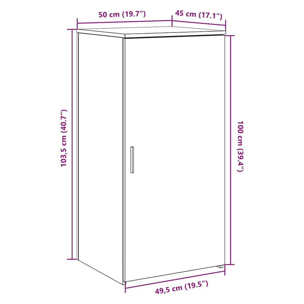 Mobile Portaoggetti Rovere Artigianale 50x45x103,5cm Truciolato | homemem39