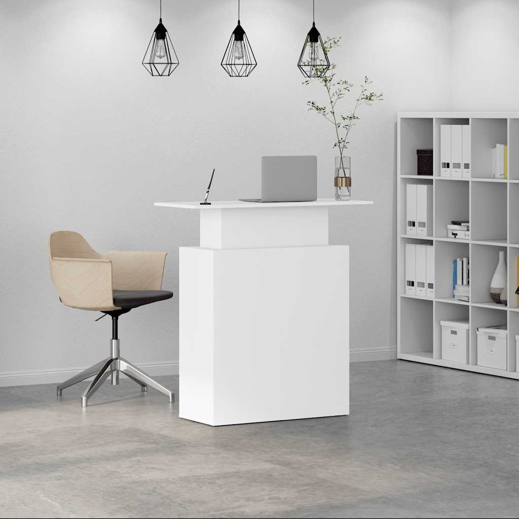 Scrivania per Reception Bianca 100x40x104 cm in Legno Massello | homemem39