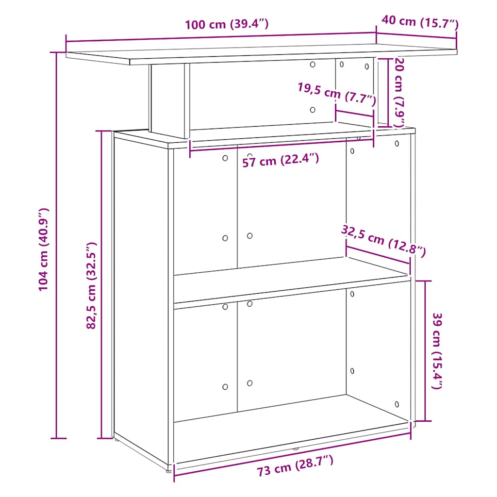 Banco Reception Grigio Cemento 100x40x104 cm Legno Multistrato | homemem39