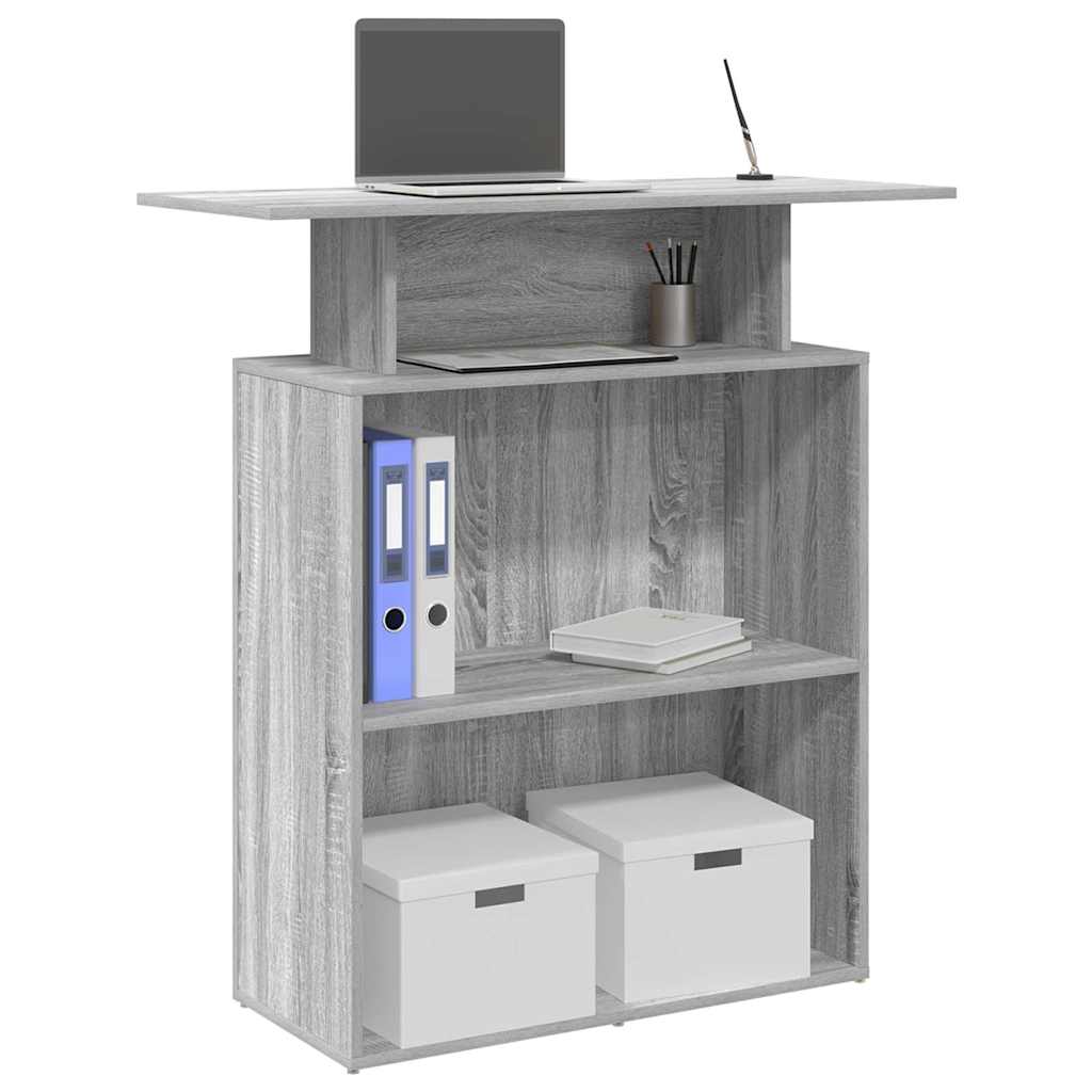 Banco Reception Grigio Sonoma 100x40x104 cm Legno Multistrato | homemem39