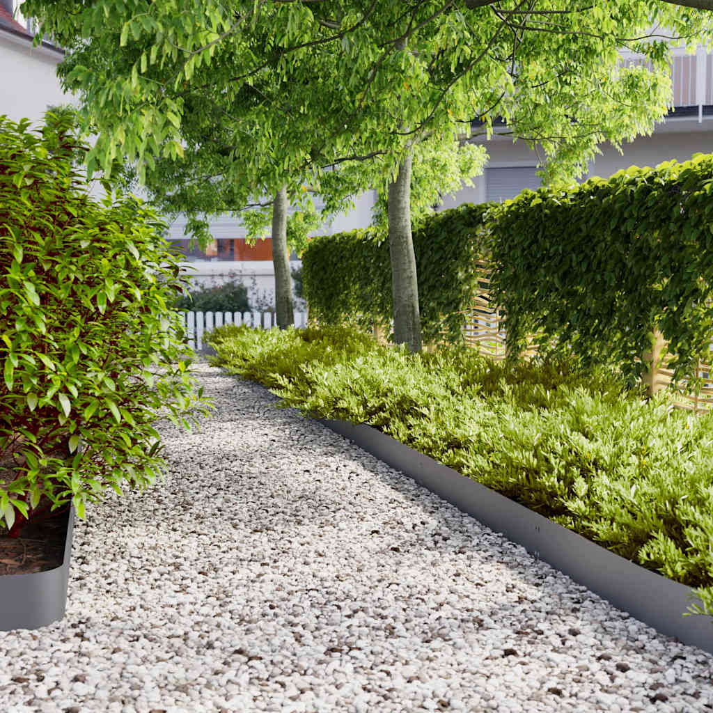 Bordure per Prato 10 pz Antracite Acciaio Laminato a Freddo