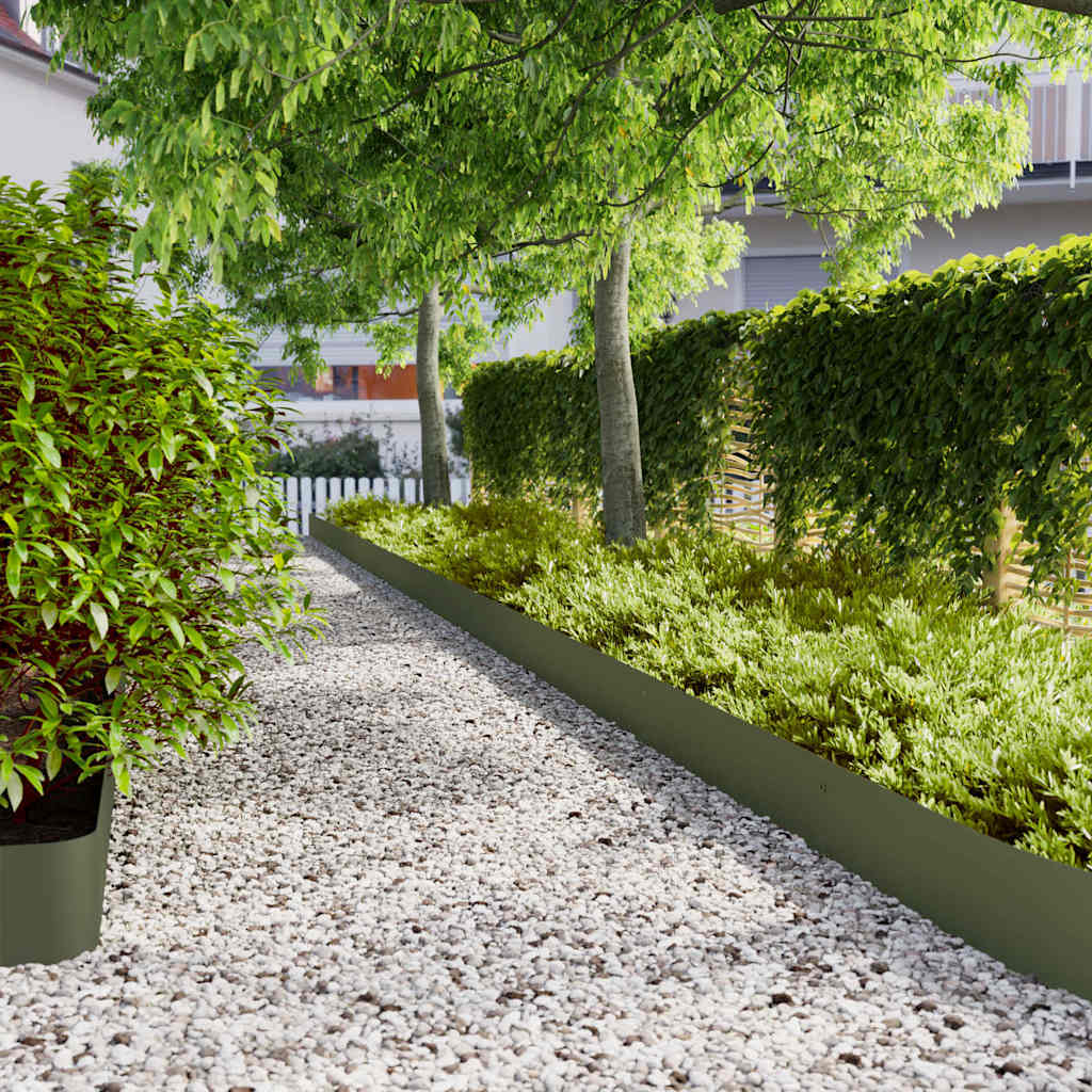 Bordure per Prato 30 pz Verde Oliva Acciaio Laminato a Freddo | homemem39