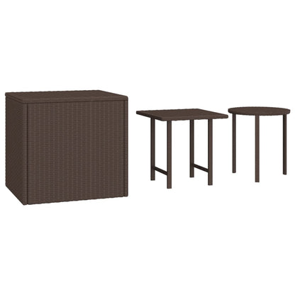 Tavolini da Giardino 3 pz Marroni in Polyrattan | homemem39
