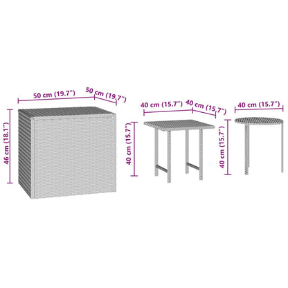 Tavolini da Giardino 3 pz Marroni in Polyrattan | homemem39