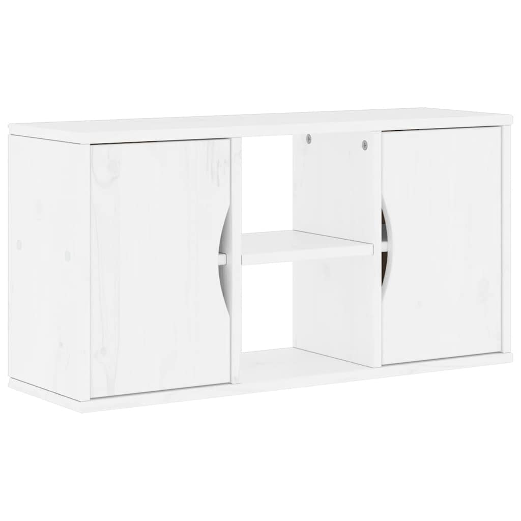 Mobile Porta TV ODDA Bianco 79x24x40 cm Legno Massello di Pino - homemem39