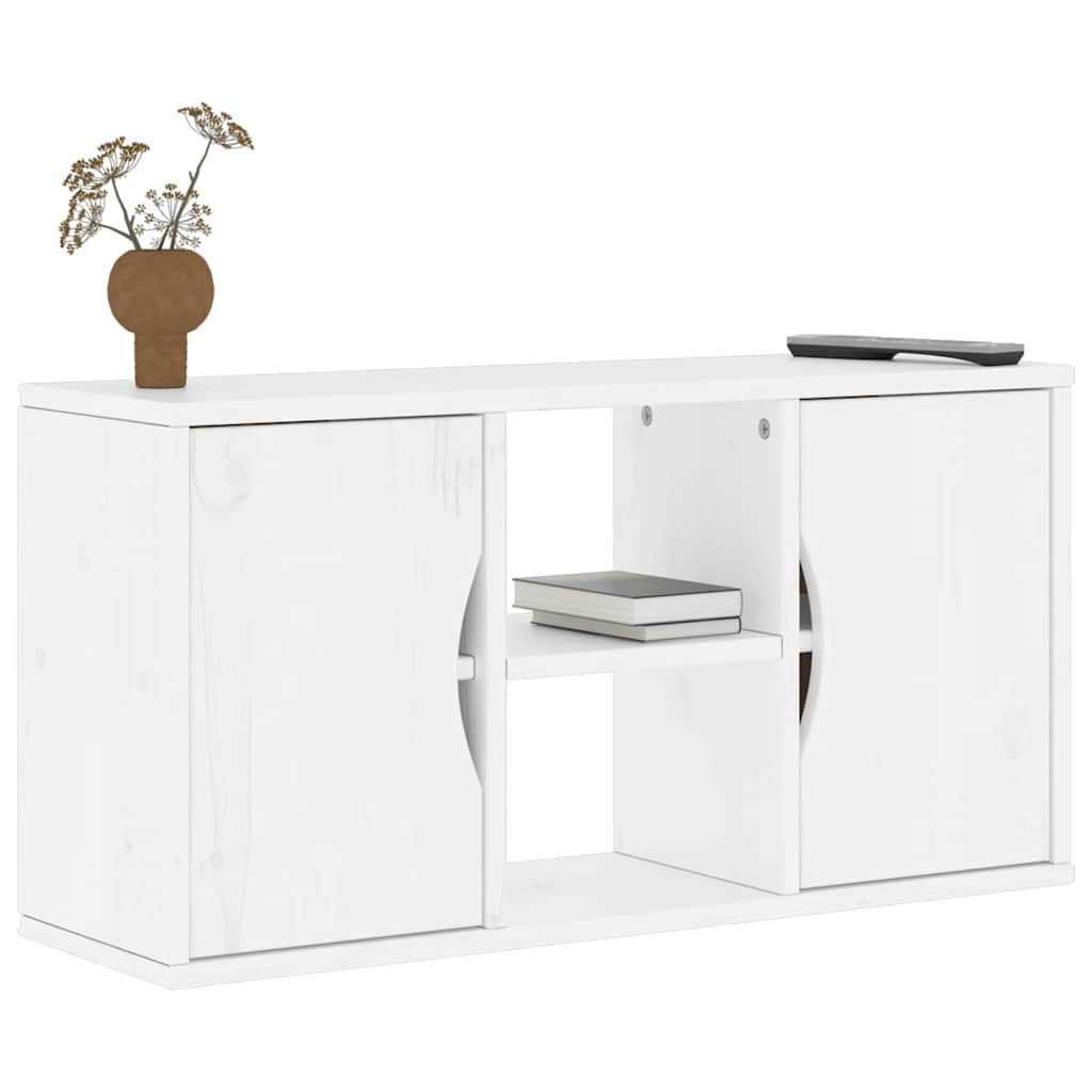 Mobile Porta TV ODDA Bianco 79x24x40 cm Legno Massello di Pino - homemem39