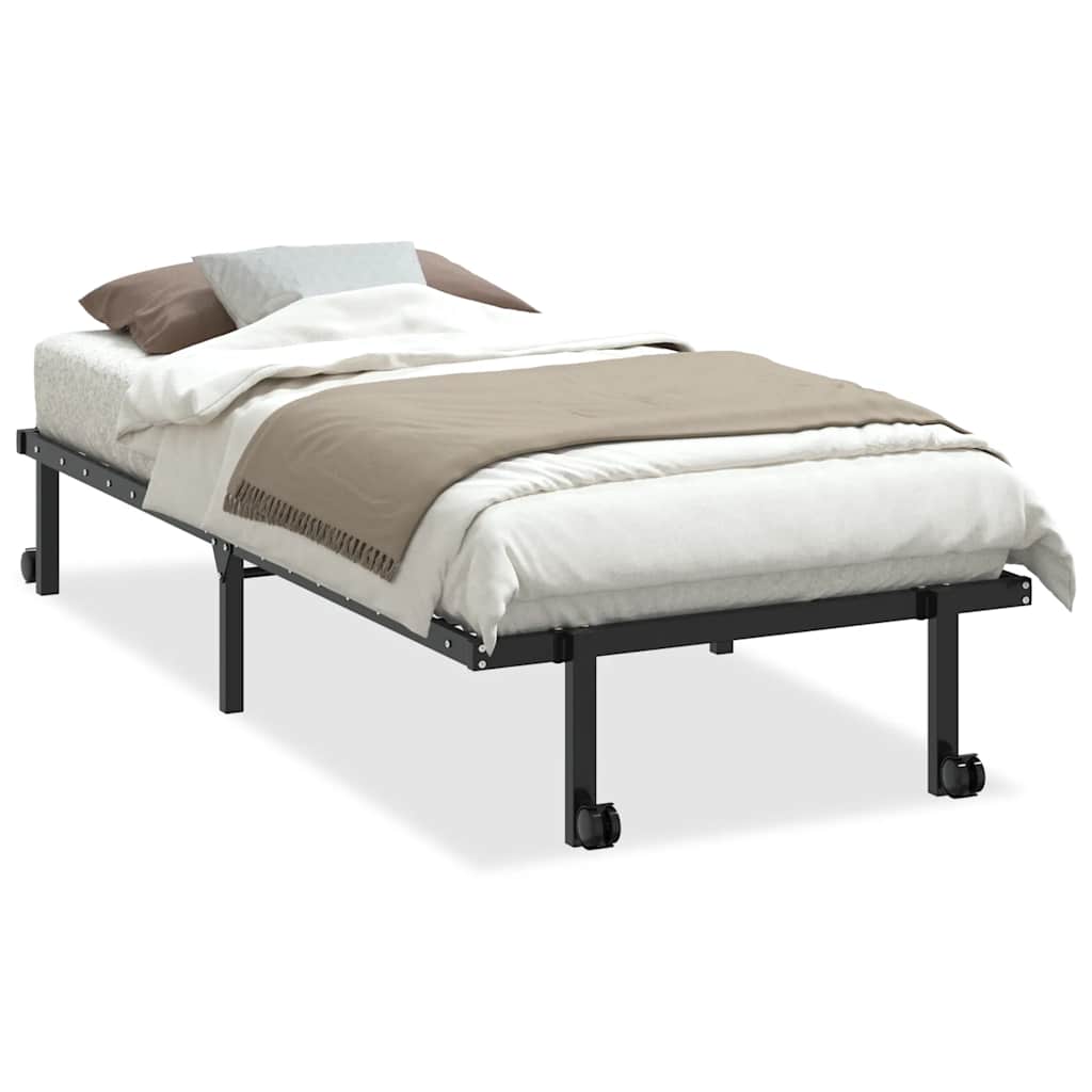Giroletto senza Materasso Pieghevole Nero 90x190 cm in Acciaio