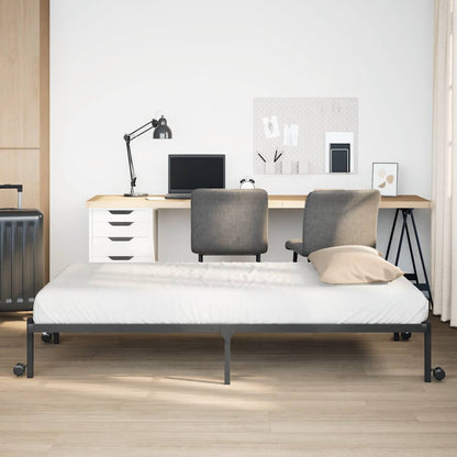 Giroletto senza Materasso Pieghevole Nero 90x190 cm in Acciaio