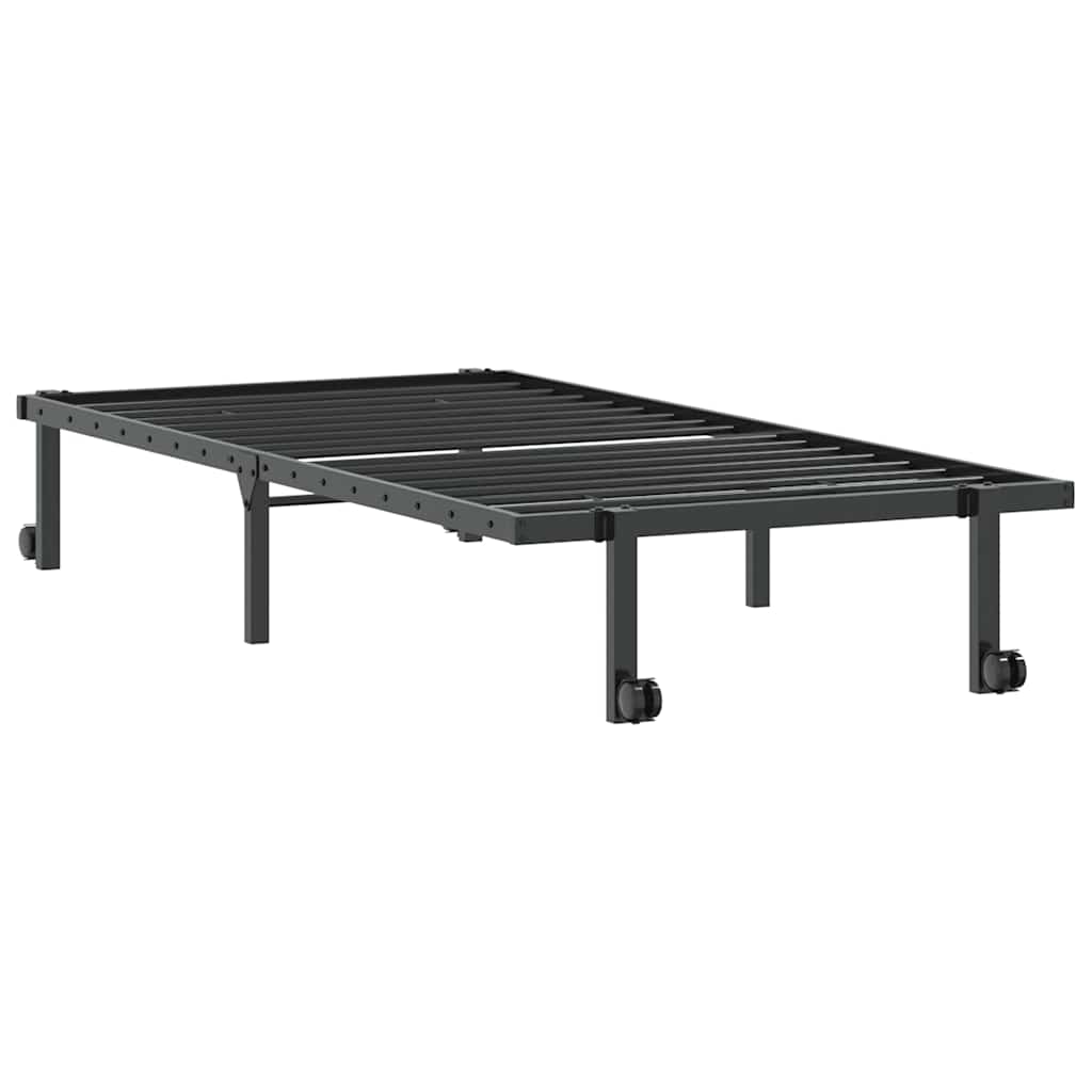 Giroletto senza Materasso Pieghevole Nero 90x190 cm in Acciaio