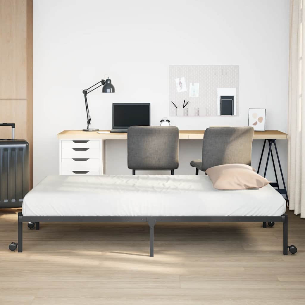 Giroletto senza Materasso Pieghevole Nero 100x190 cm in Acciaio | homemem39