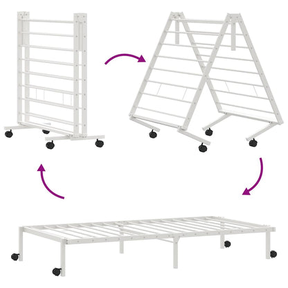 Giroletto senza Materasso Pieghevole Bianco 75x190 cm Acciaio