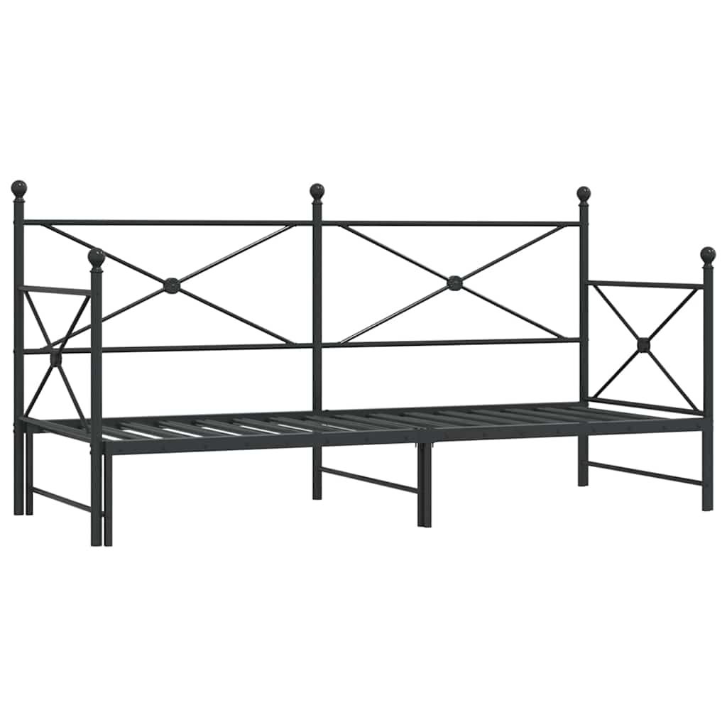 Divano Letto Estraibile senza Materasso Nero 75x190 cm Acciaio