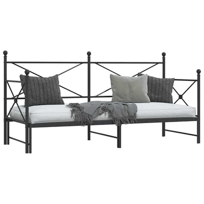 Divano Letto Estraibile senza Materasso Nero 75x190 cm Acciaio