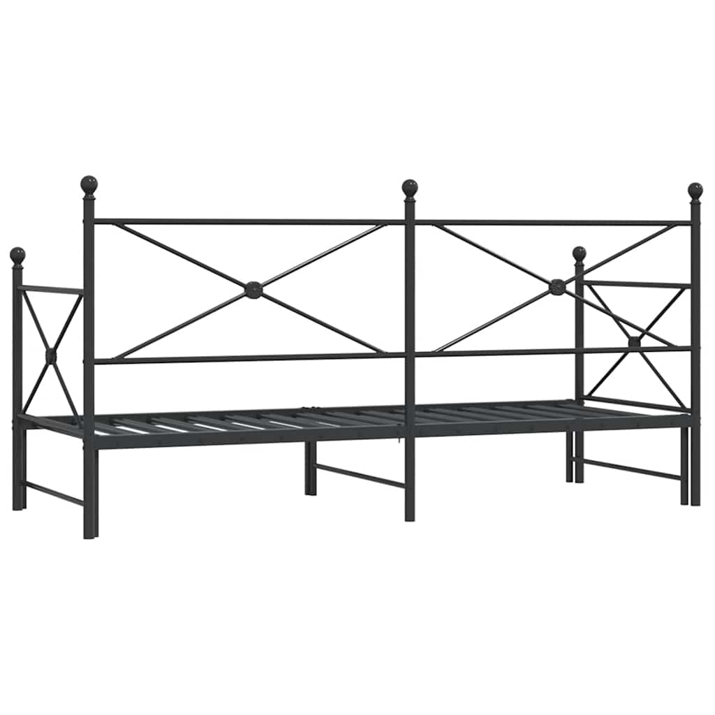 Divano Letto Estraibile senza Materasso Nero 75x190 cm Acciaio