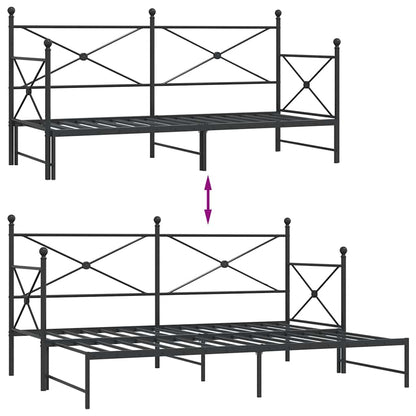 Divano Letto Estraibile senza Materasso Nero 75x190 cm Acciaio