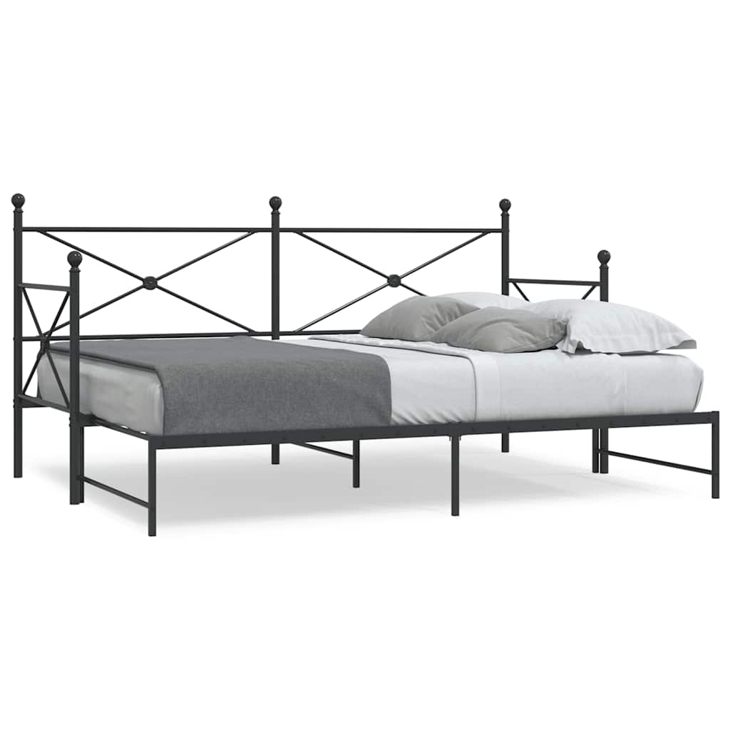 Divano Letto Estraibile senza Materasso Nero 75x190 cm Acciaio